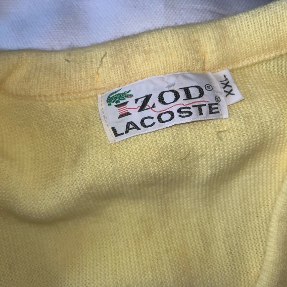 Lacoste Yellow V-Neck Sweater - Picture 3 of 3